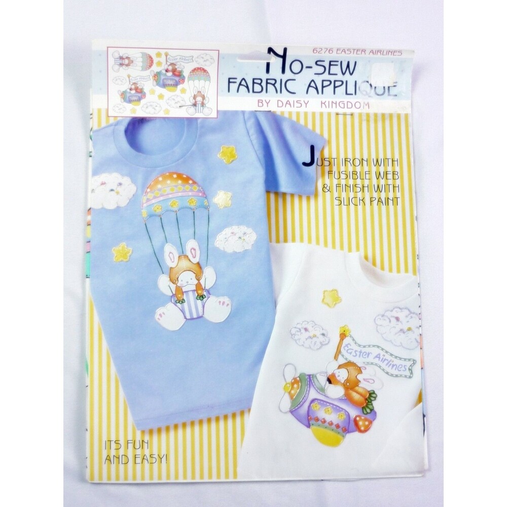Daisy Kingdom No-Sew Fabric Applique Easter Airlines Bunnies and Planes #6276
